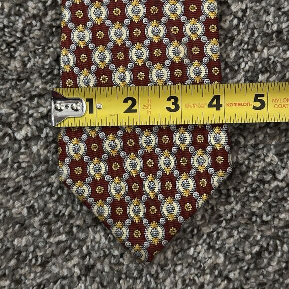 Nina Ricci Men’s Silk Necktie Tie Burgundy‎ Floral Pattern Made In Paris 57”x4” - Picture 9 of 10